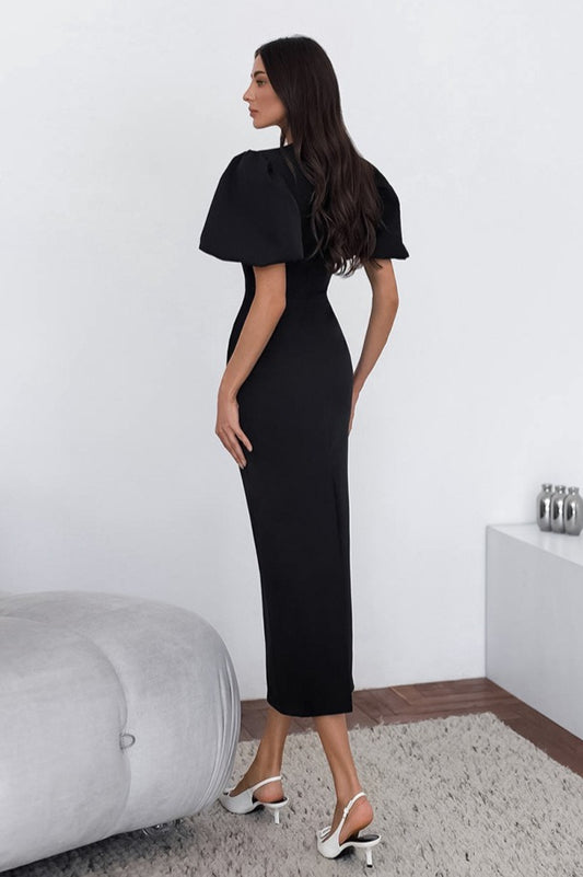 Elegant Sexy Puff Sleeve Bodycon Maxi Dress