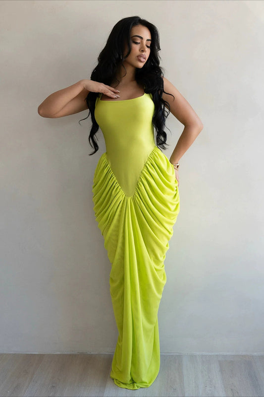 Ruched Waist Bodycon Maxi Dress