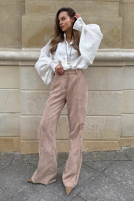 Pantalon large en velours côtelé de coton