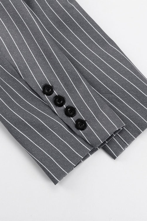 Fashion Striped Suit Blazer Two Piece Set