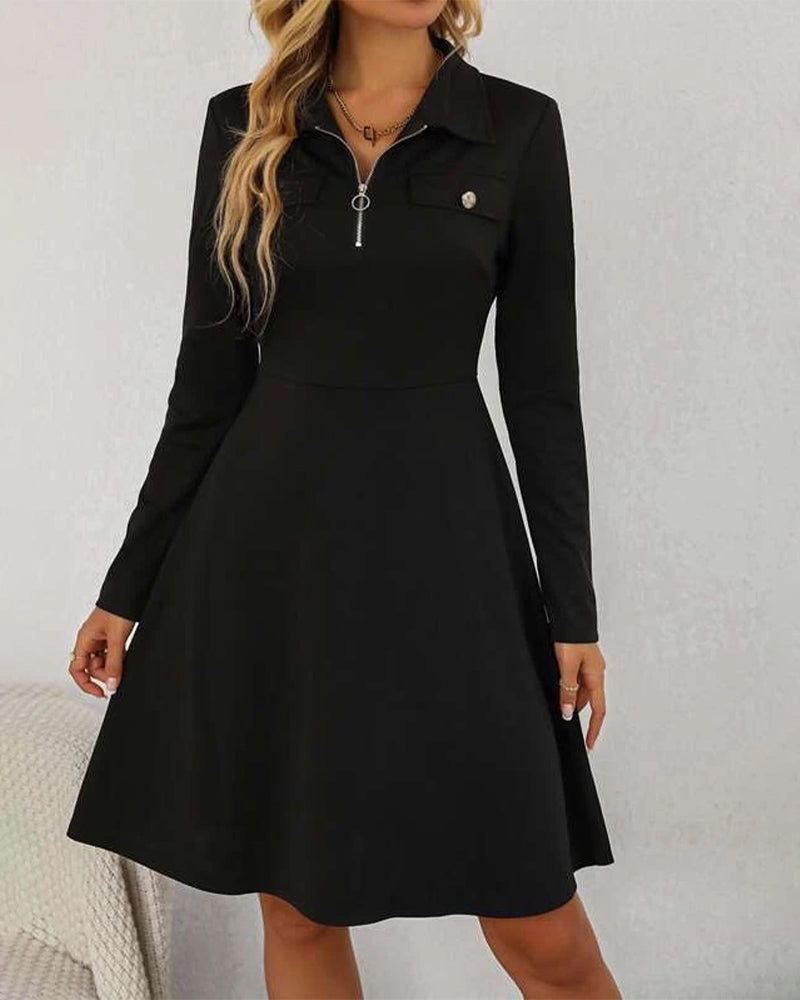 Elegant Knee-Length Dress With Lapels Dresses