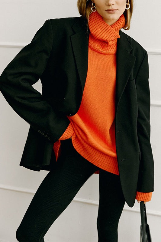 Turtleneck Loose Knit Pullover Sweater