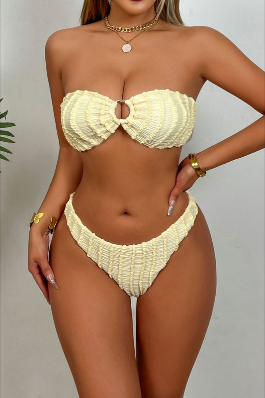 Ensemble bikini bandeau taille haute