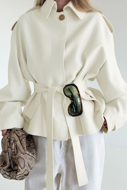 Veste drapée en faux daim à revers