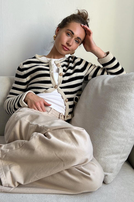 Lightweight Striped Knit Cardigan