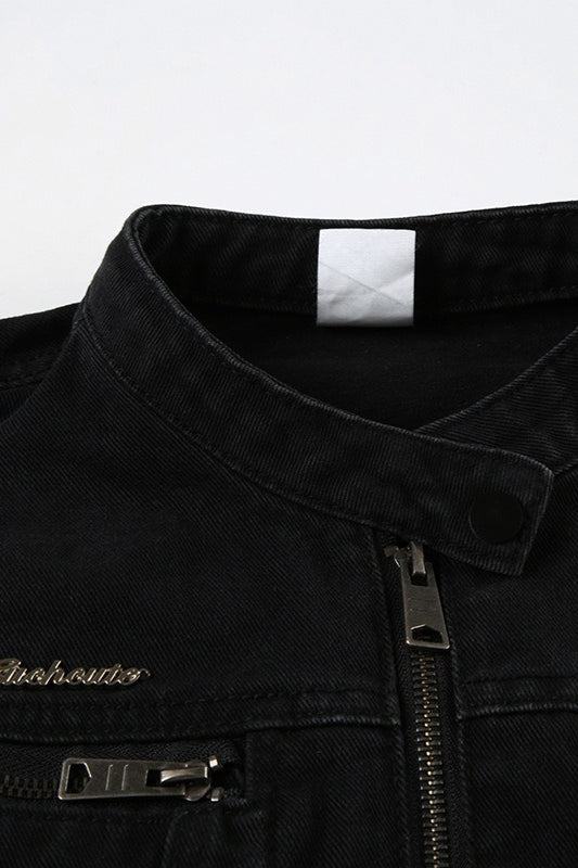 Vintage Black Denim Trucker Jacket