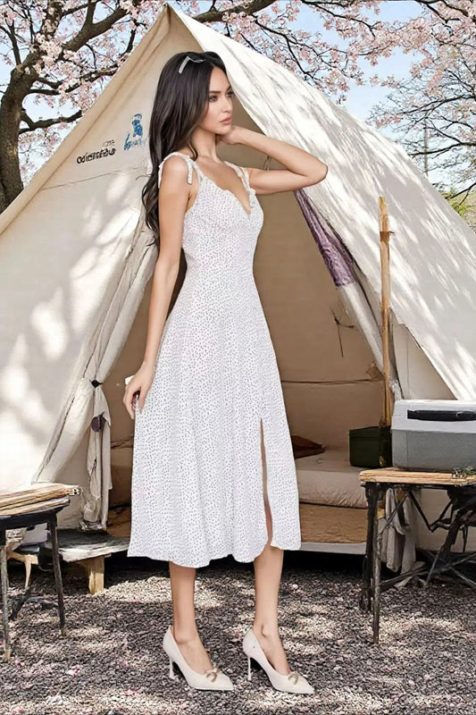 Robe de soirée dos nu sexy à pois