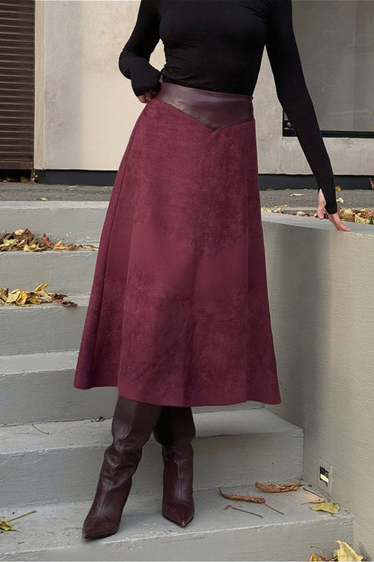A-Line Maxi Suede Skirt