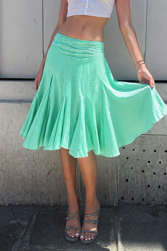 Ruffle Hem Asymmetric Midi Skirt