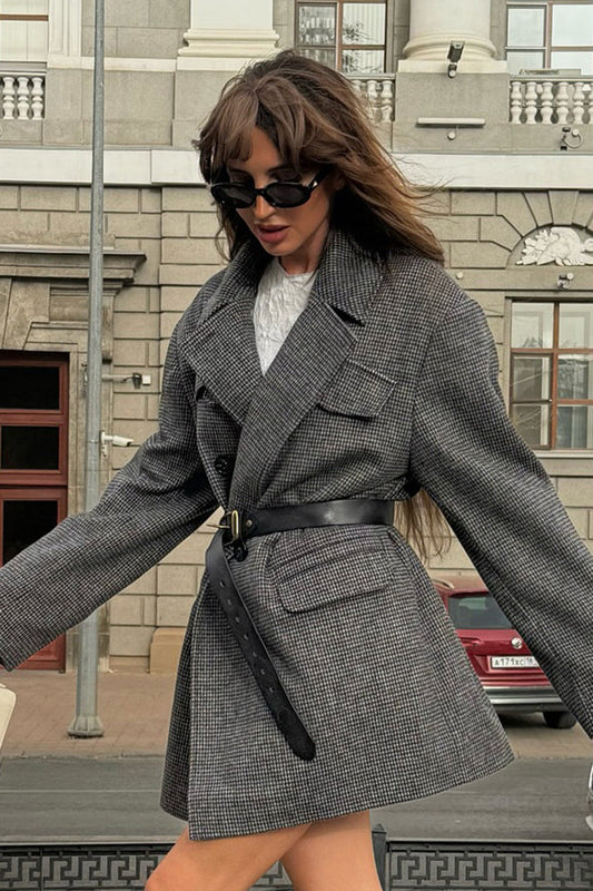 Double Breasted Wool Blazer Coat Grey / S