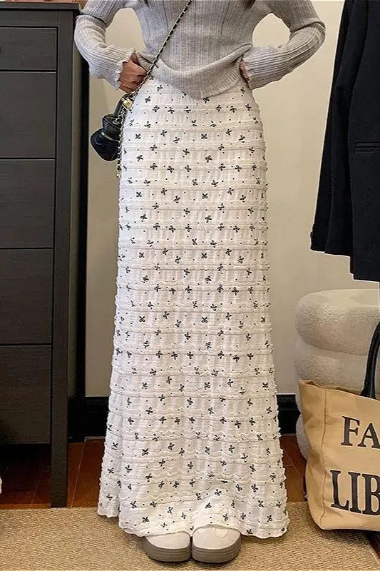 Jupe sirène taille haute en dentelle florale grande taille