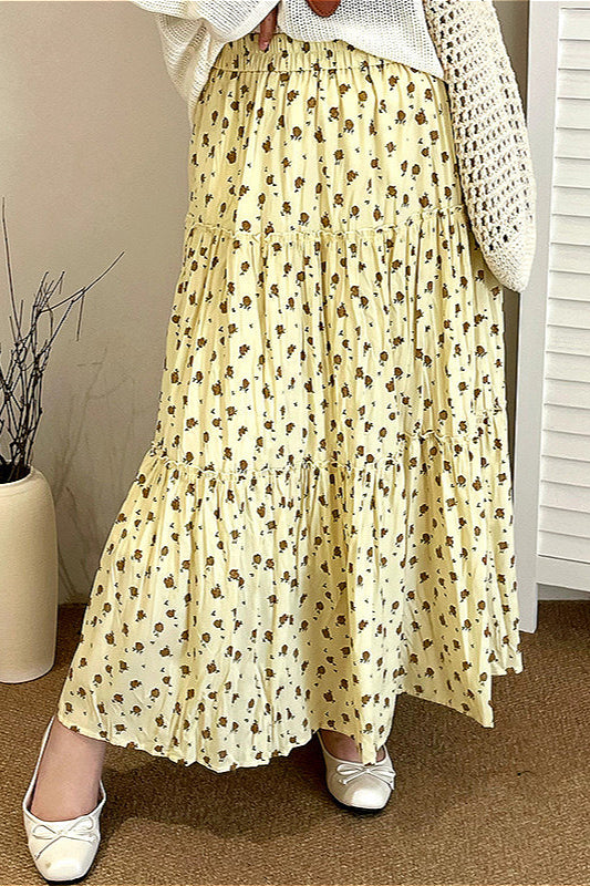 Jupe fleurie taille haute à volants grande taille