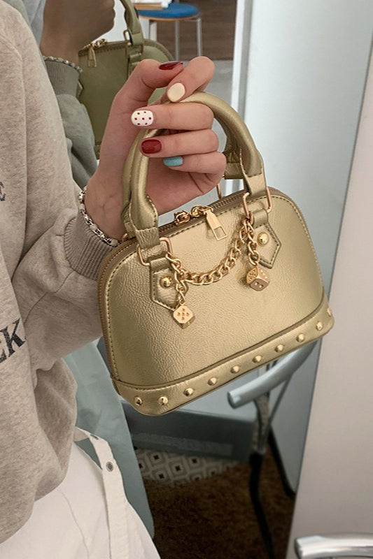 Stylish Metal Charm Sophisticated Top Handle Crossbody Bag