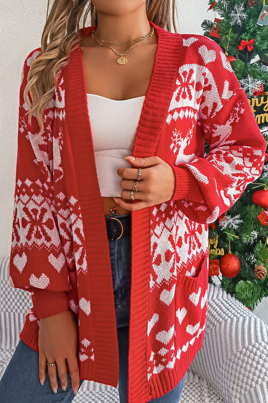 Reindeer Pocket Long Sleeve Cardigan