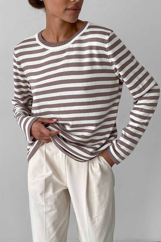Classic Stripe Crew Neck Relaxed Sweater