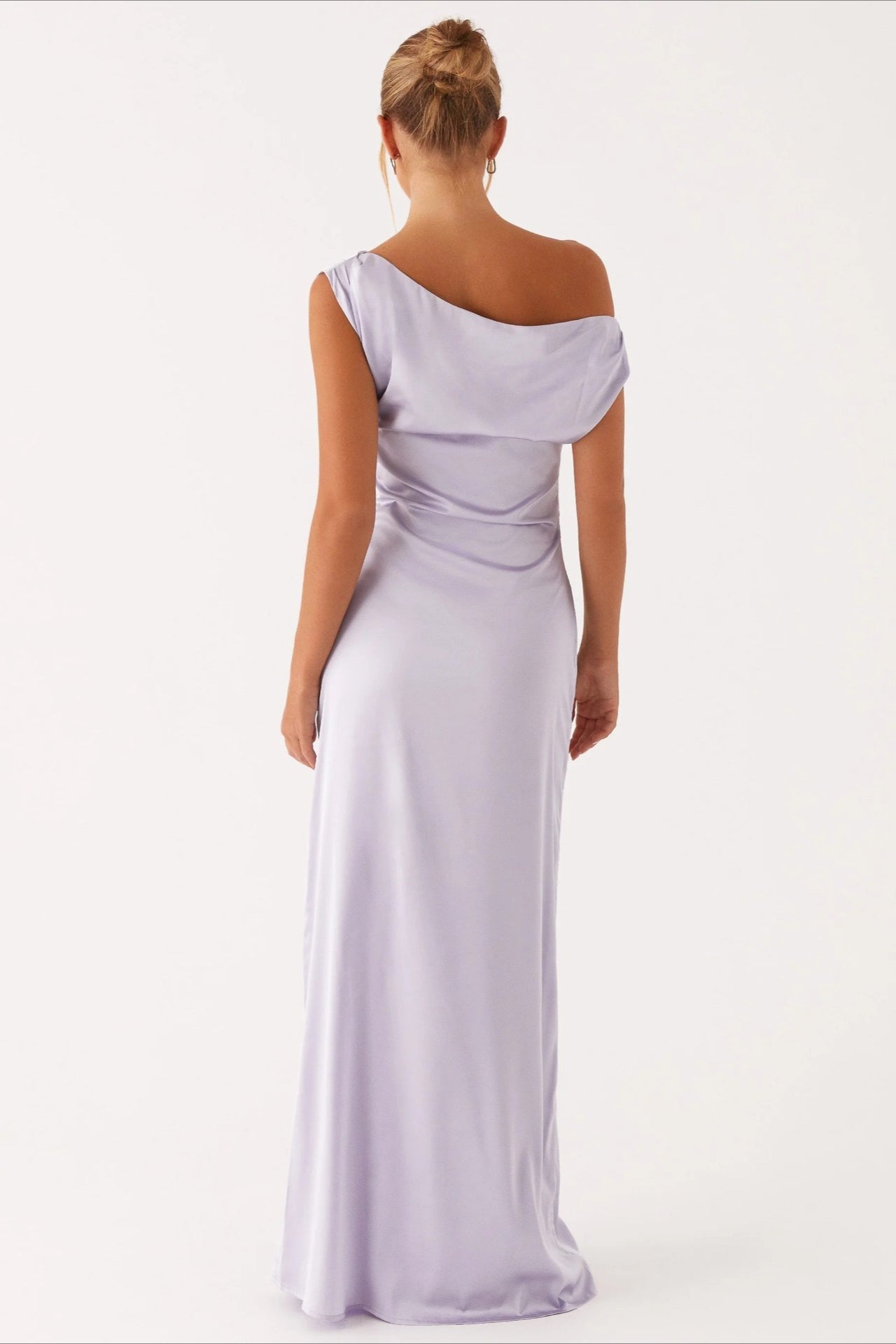 Solid Asymmetric Neckline Formal Dress
