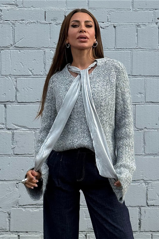 Shimmering Satin Bell Sleeve Soft Blouse