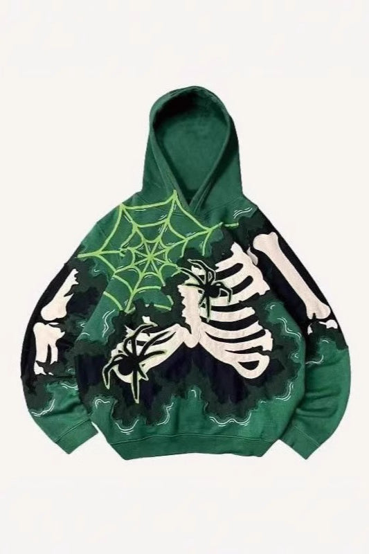 Skeleton Print Pullover Hoodie