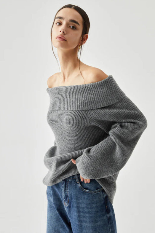 Off Shoulder Knit Pullover Sweater