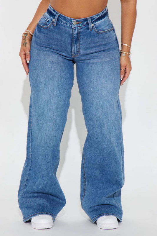 Vintage High Waist Wide Leg Jeans Blue / S