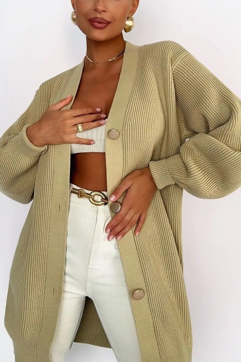 Solid Color Relaxed Knit Cardigan