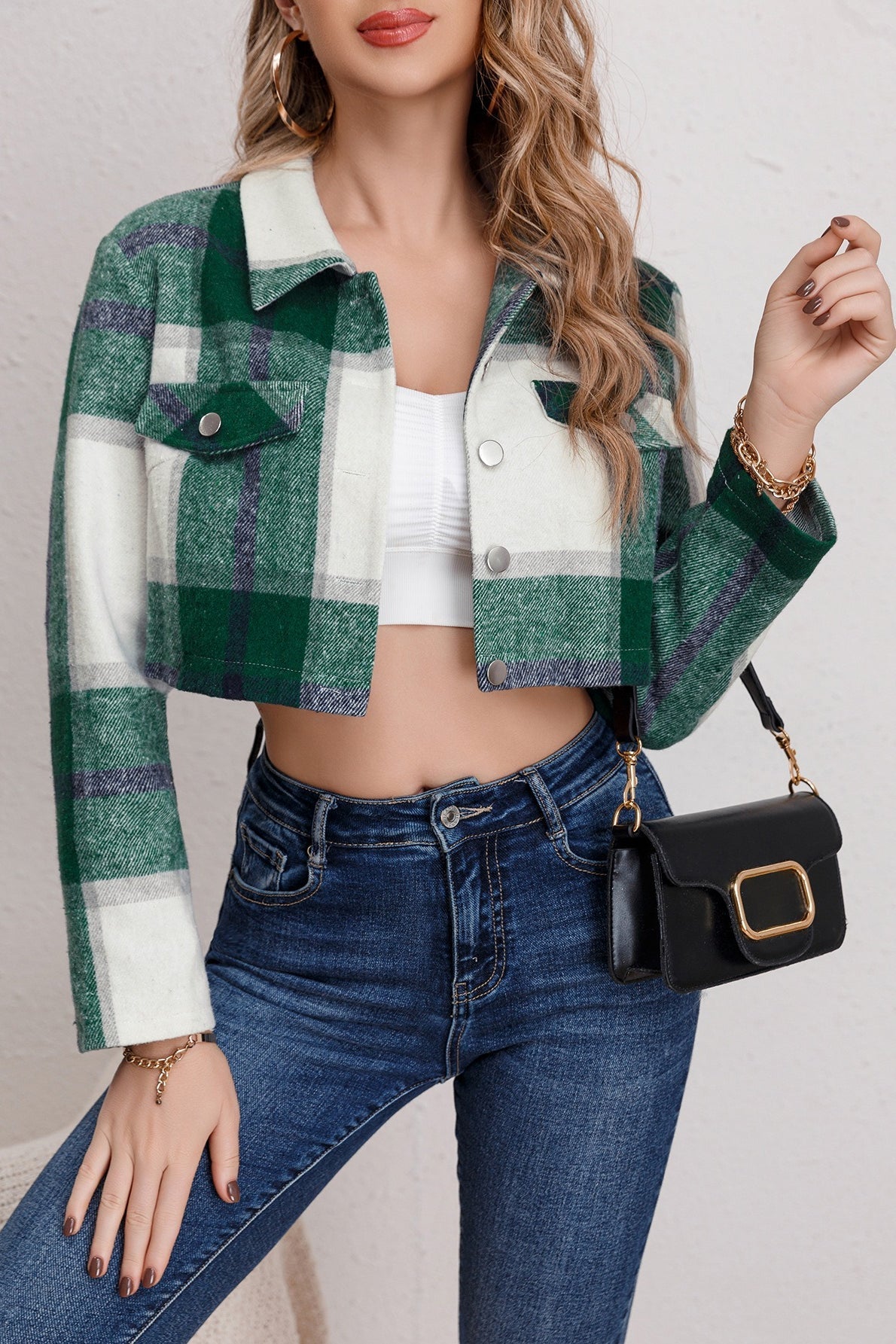 Casual Plaid Long Sleeve Jacket
