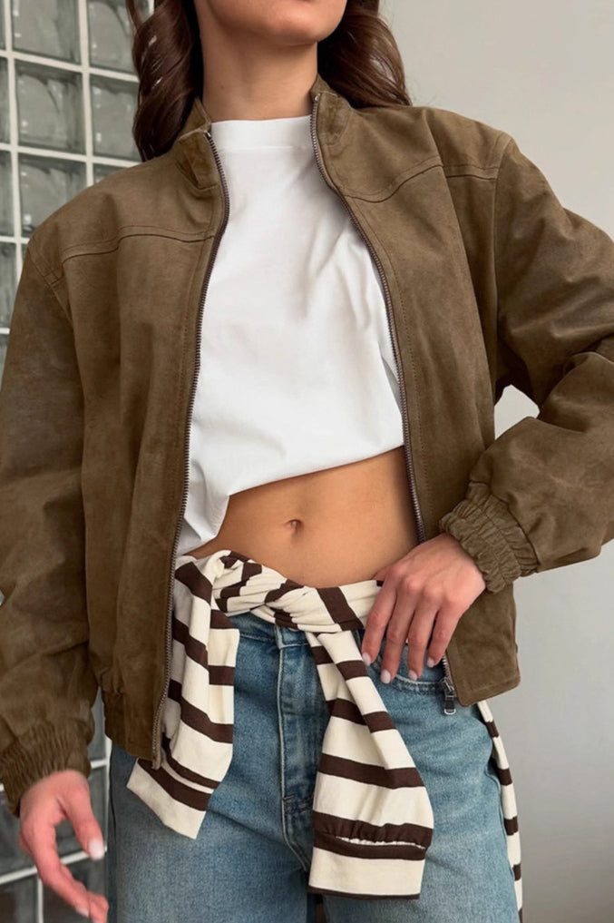 Vintage Khaki Suede Jacket