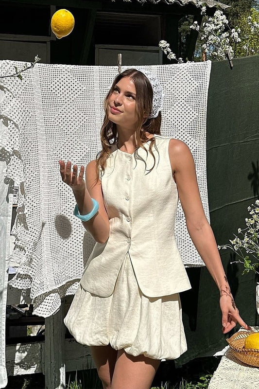 Sweet Bud Hem Vest Tank Mini Skirt Set