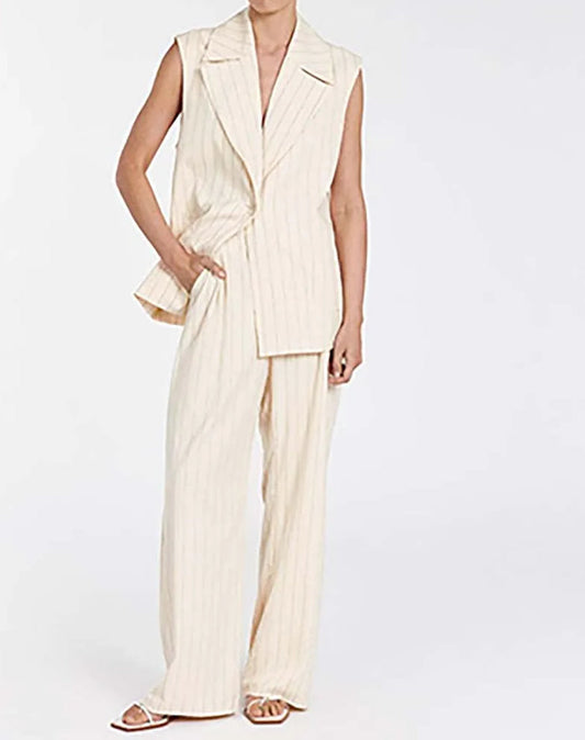 Ensemble deux pièces de bureau avec pantalon droit à revers imprimé abricot