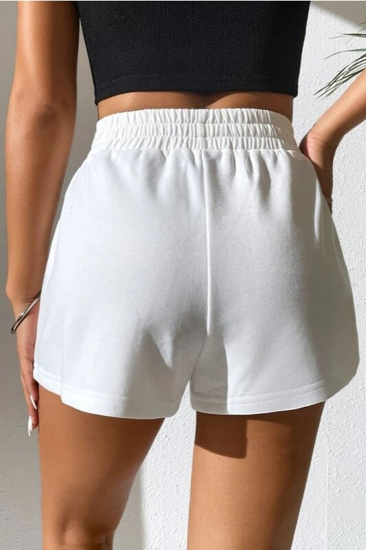 Casual Elastic Waist Wide Leg Solid Shorts
