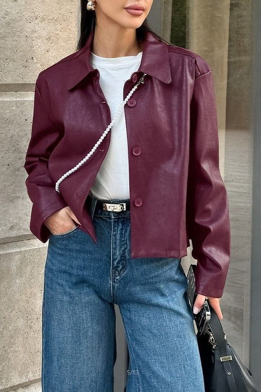 Veste vintage ample en cuir PU