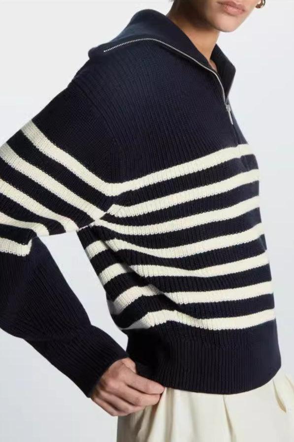 Fashion Wool Blend Open Collar Sweater