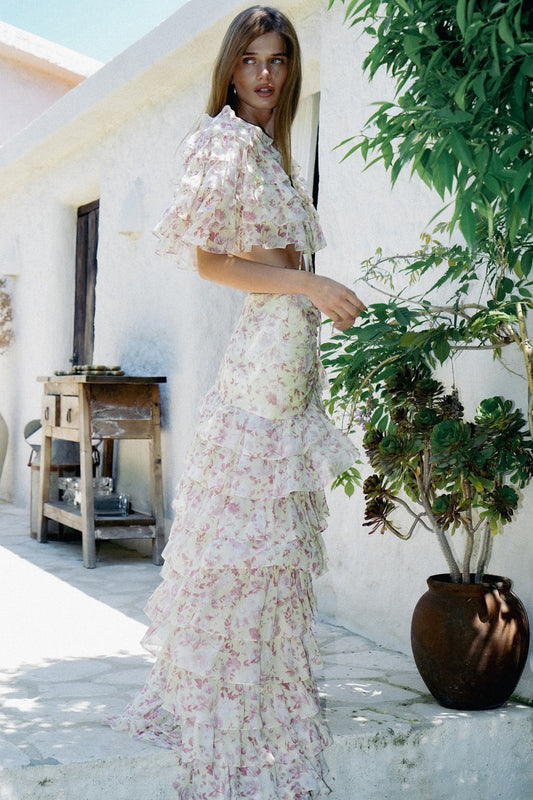 Ensemble deux pièces jupe à volants et volants