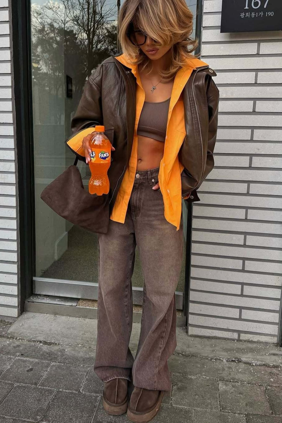 High Waisted Brown Straight Leg Jeans