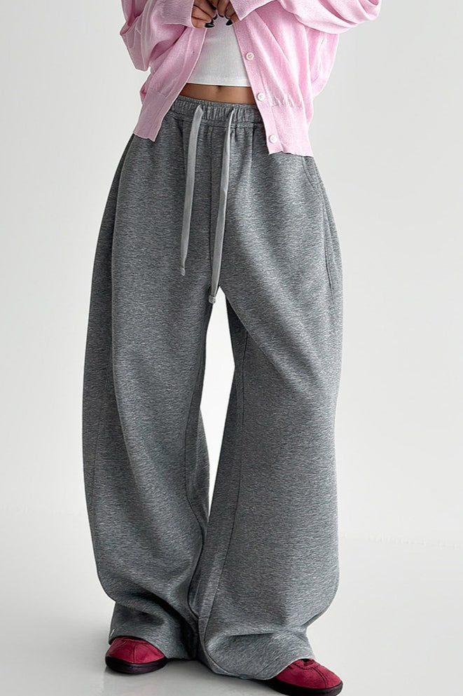 Elastic High-Waist Drawstring Wide Pants