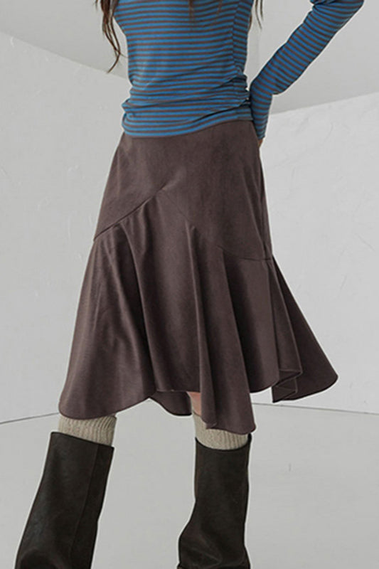 Jupe midi drapée asymétrique