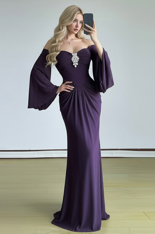 Bell Sleeve Tube Bodycon Prom Dress