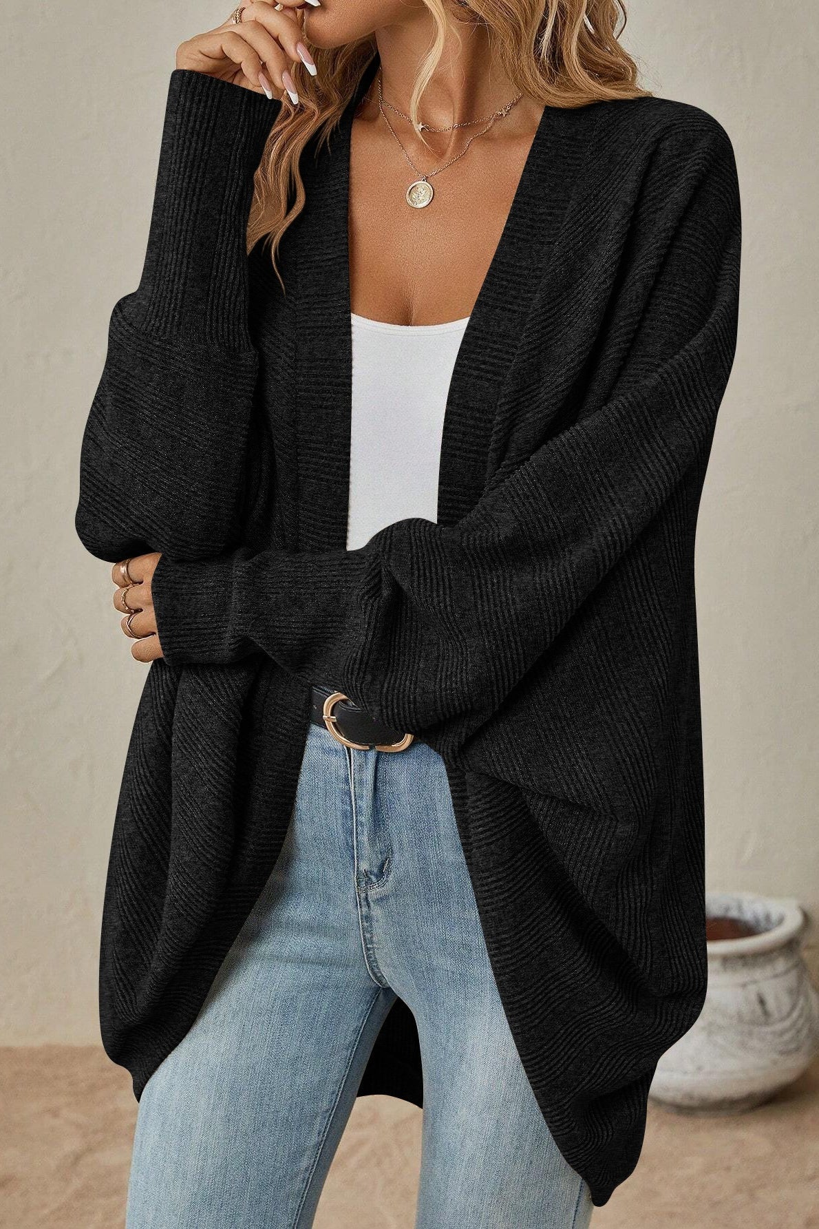 Solid Color Mid Length Cardigan