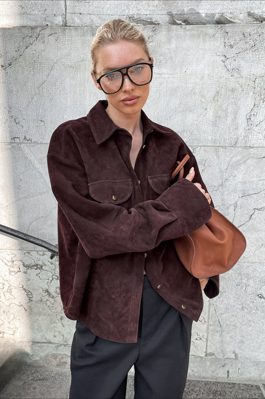 Veste vintage ample en daim