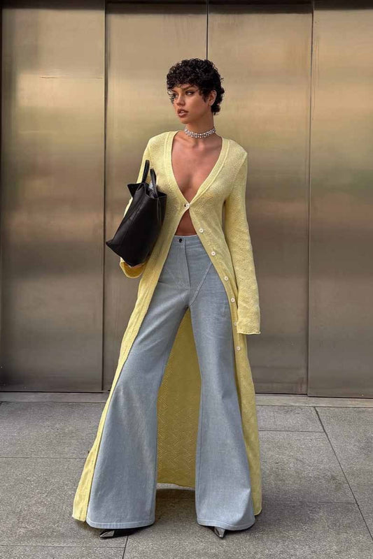 Lazy-Style Printed Loose Knit Cardigan