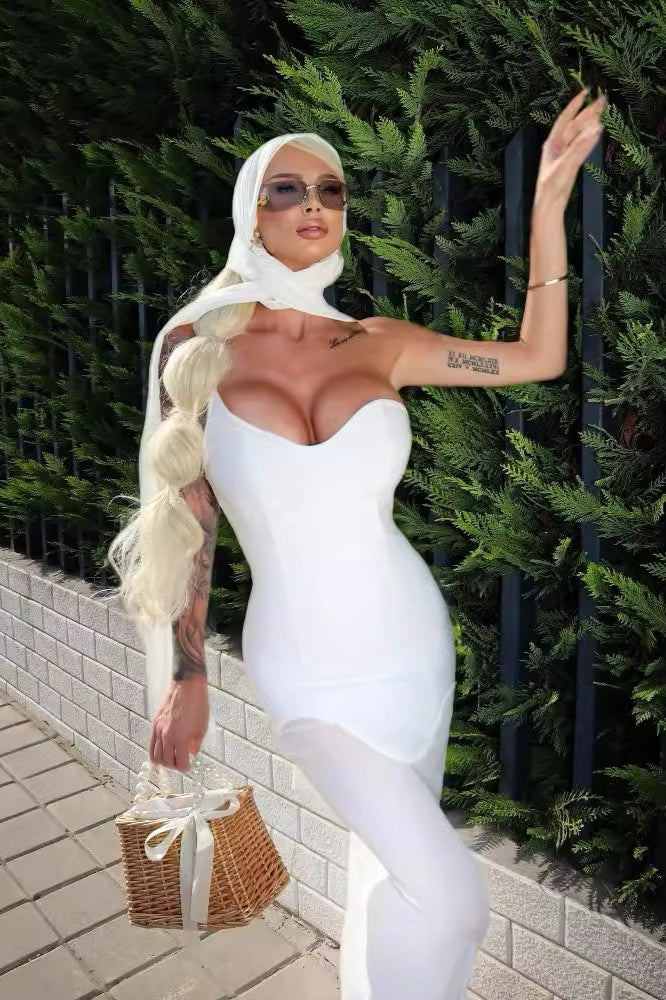 Stretch Tulle Bandage Mesh Formal Dress