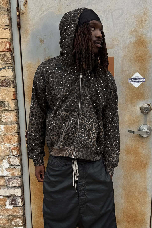 Leopard Print Zip-Up Hoodie