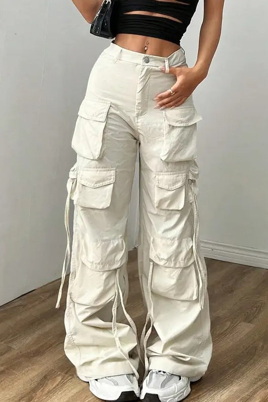 Pantalon cargo noir à jambes larges Y2K