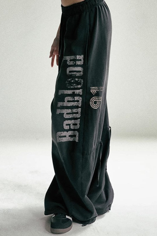 Washed Loose Wide-Leg Casual Pants