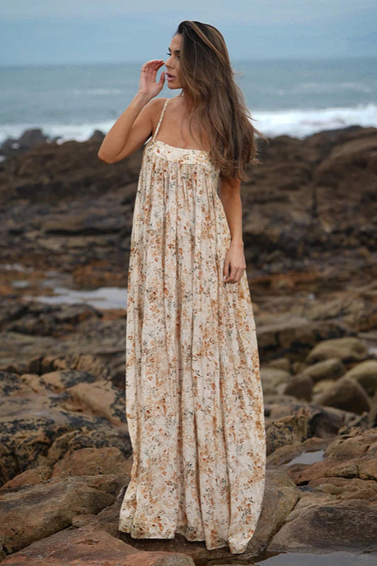 Robe longue sans manches grande taille à imprimé floral