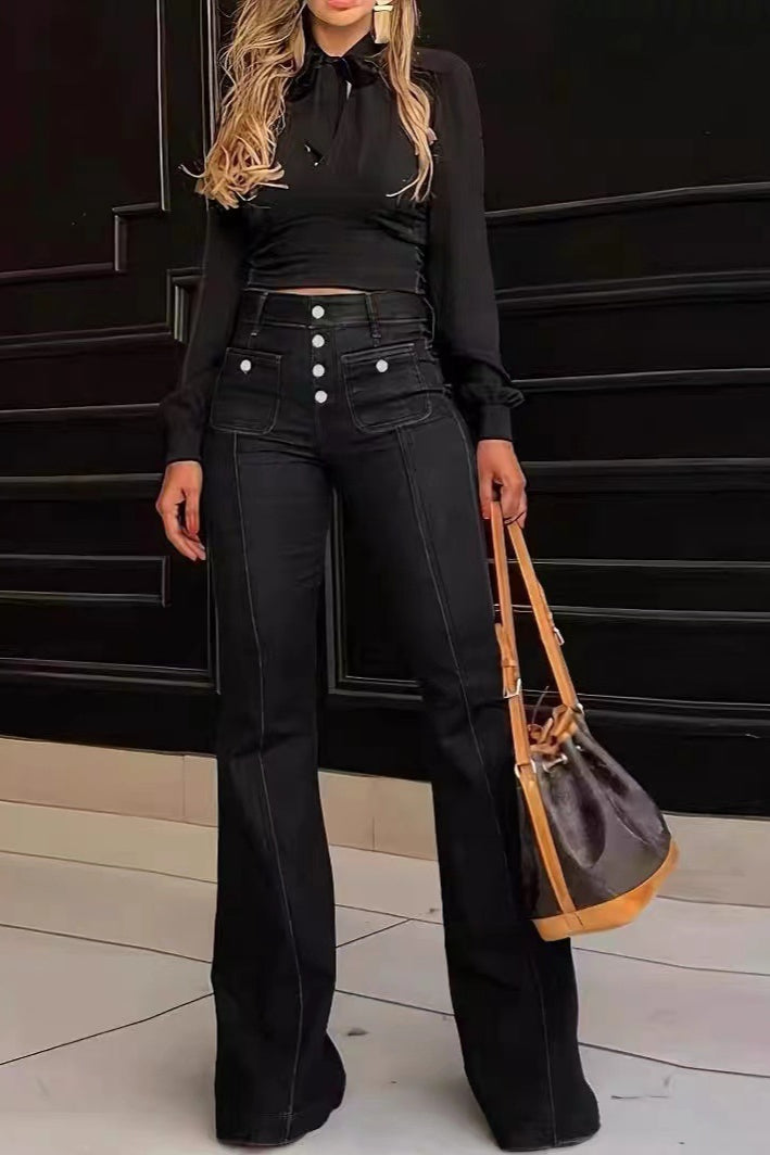 Stretch Slim Fit Flare Jeans Black / S