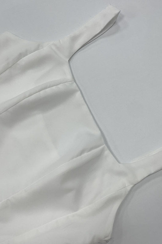 Solid Square Neck Sleeveless Cocktail Dress