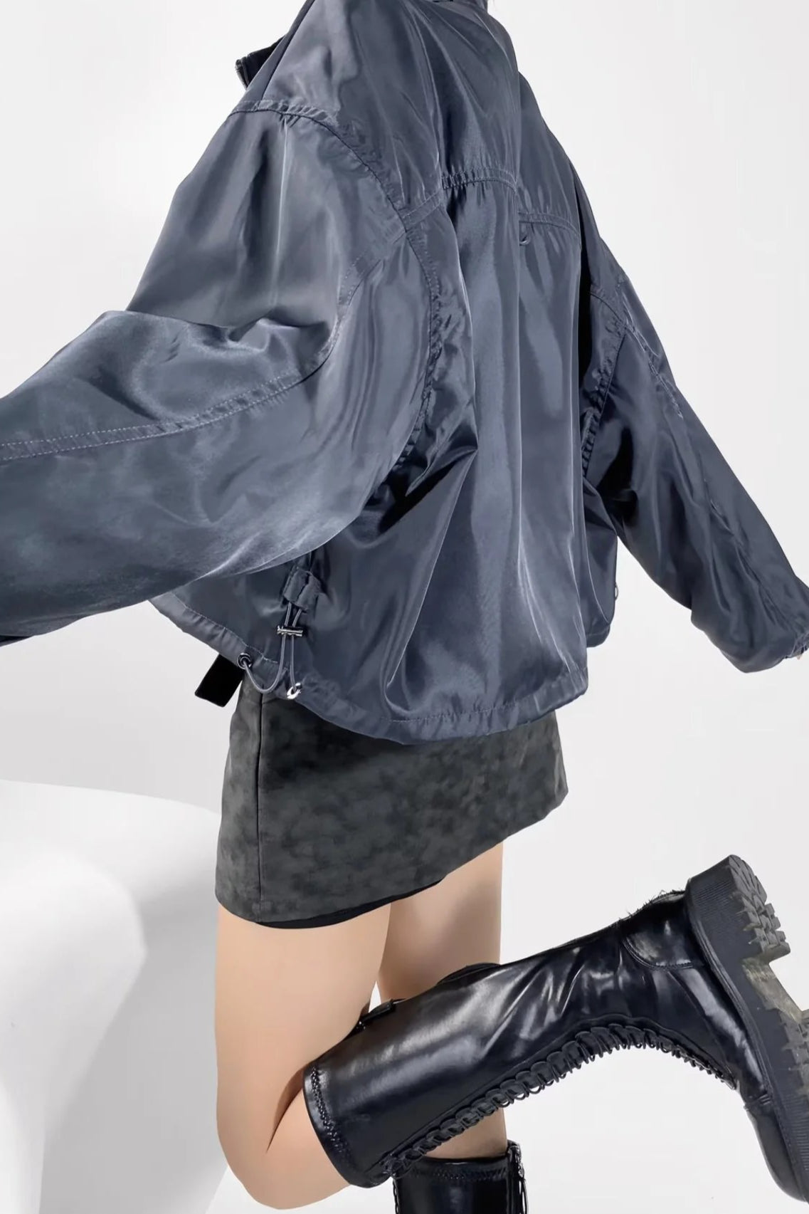 Cropped Cargo High Neck Coat coats