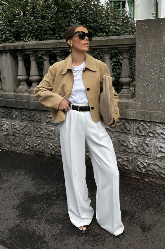 Veste décontractée en daim marron