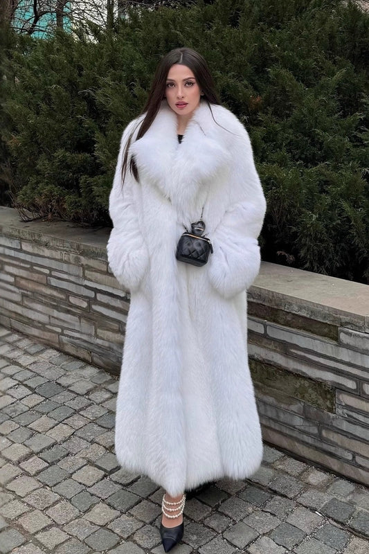 Faux Fox Fur Long Eco Fur Overcoat